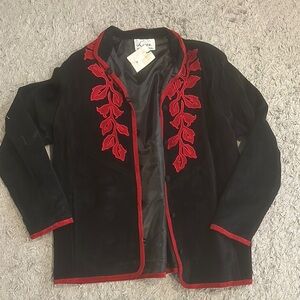 Black and Red Embroidered Women's Jacket